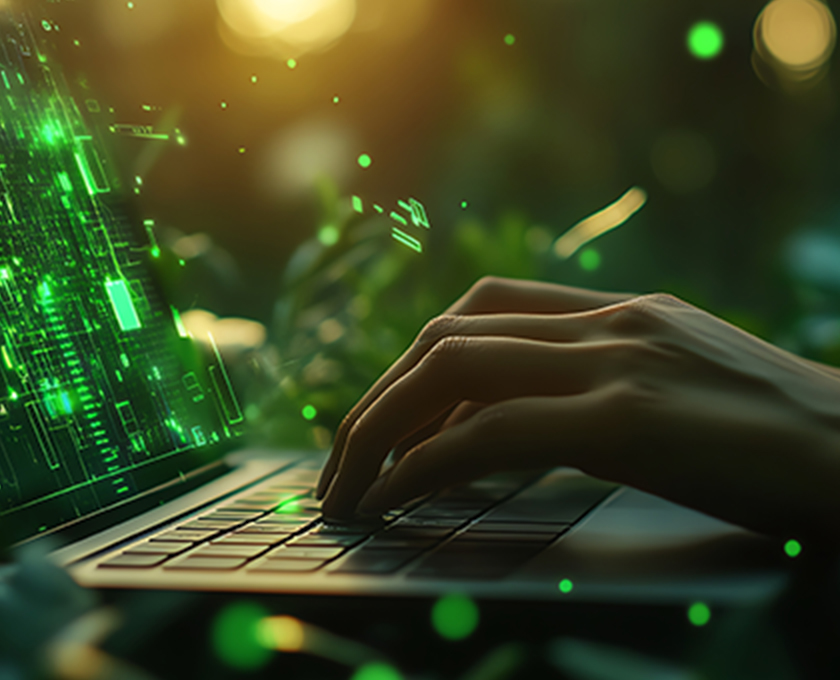 パソコンをタイピングしている様子